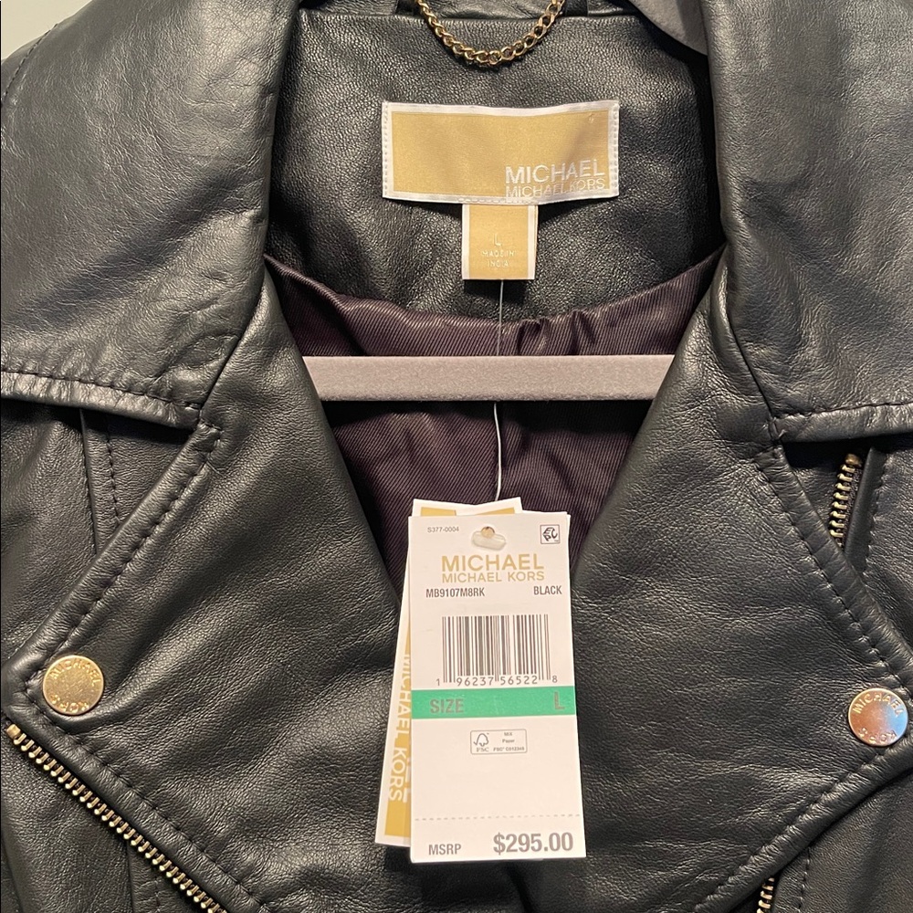 Michael Kors Black Leather Moto Jacket - Picture 2 of 4